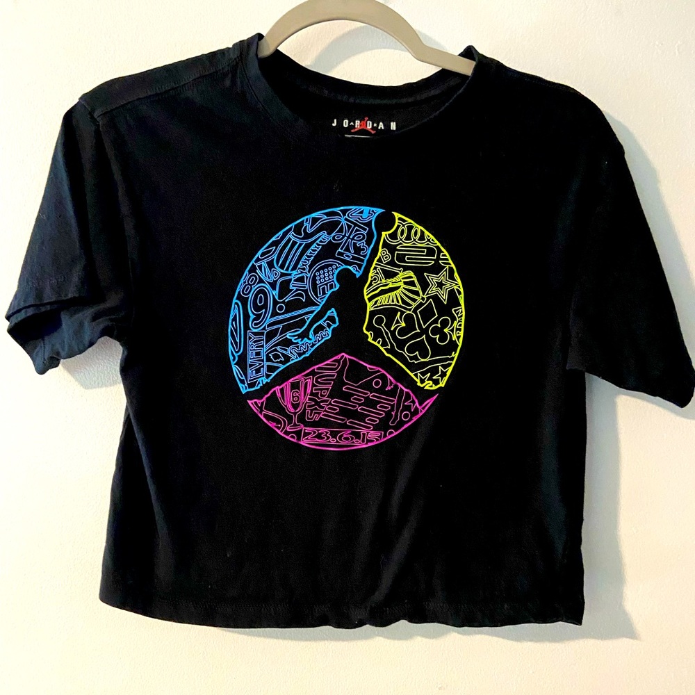 Air Jordan Shirt Girls Youth M Short Sleeve Logo Cropped Crop Jumpman Crop 10-12